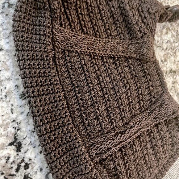 BOHO HANDMADE CROCHET SHOULDER BAG DARK MOCCA COLOR VERSATILE TRENDY GRANNY MADE - Picture 8 of 15